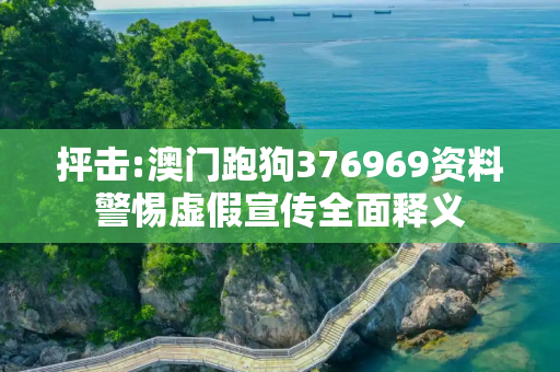 抨击:澳门跑狗376969资料警惕虚假宣传全面释义